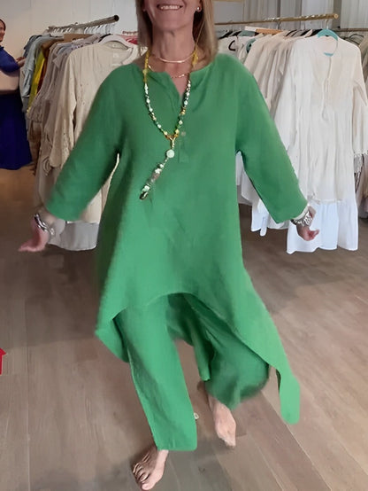 Jakkesæt med hørbukser